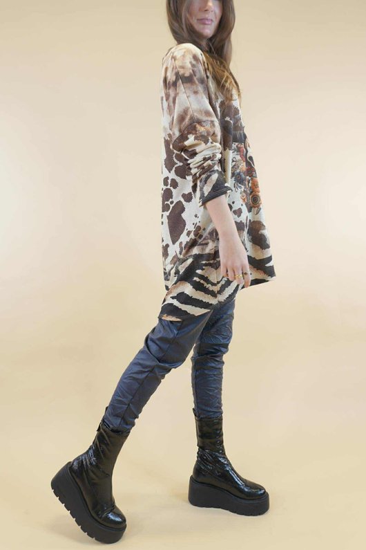 Roscoe Lurex Relaxed Knit Top Bison  /9=